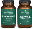 Silmapaistev toitumisalane kognitiivne tervisetoetus Bundle - Ginkgo Biloba täiendus ja magneesiumi biglütsinaadi lisand