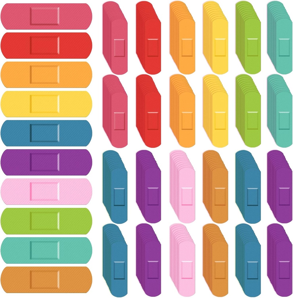 Lounsweer 600 Pcs Lapsed Bandages Bulk Veekindel Hingamisribad Neoon Värvilised Paindlikud Bands Assorteeritud värvid Paindlik kaitse Haavahooldus kriimustused ja kerge lõigatud
