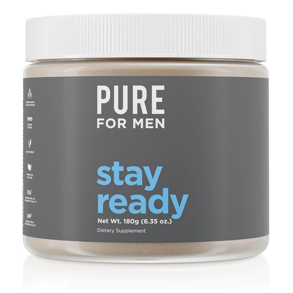 Puhas meestele Originaalne puhtus Stay Ready Fiber Supplement Powder | Aitab edendada seedetrakti korrapärasust | Psyllium Husk, Aloe Vera, Chia seemned, linaseemned | Proprietary Formula | 180 g Vegan Blend
