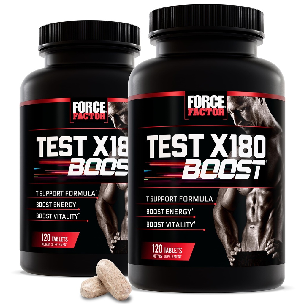 Jõufaktor Test X180 Boost, 2-Pack, testosterooni Booster ja energia täiendada meestele, suurendada energiat, suurendada vastupidavust ja suurendada elujõudu, D-asparagiinhape ja lambalääts, 240 tabletti.