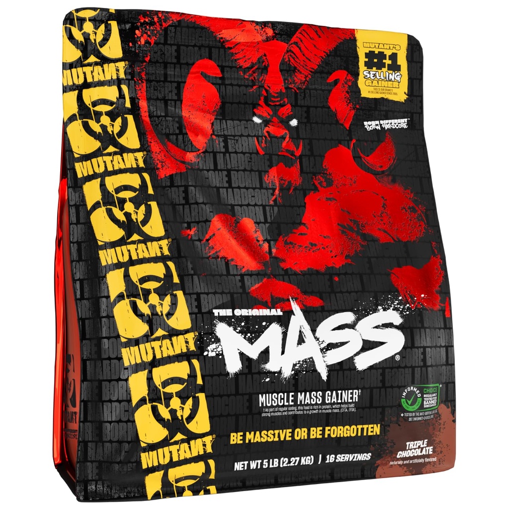 Mutantmass | Mass Gainer Valgupulber - kõrge kalorsusega valgupulber massitõusuks - Kolmekordne šokolaad - 5 naela
