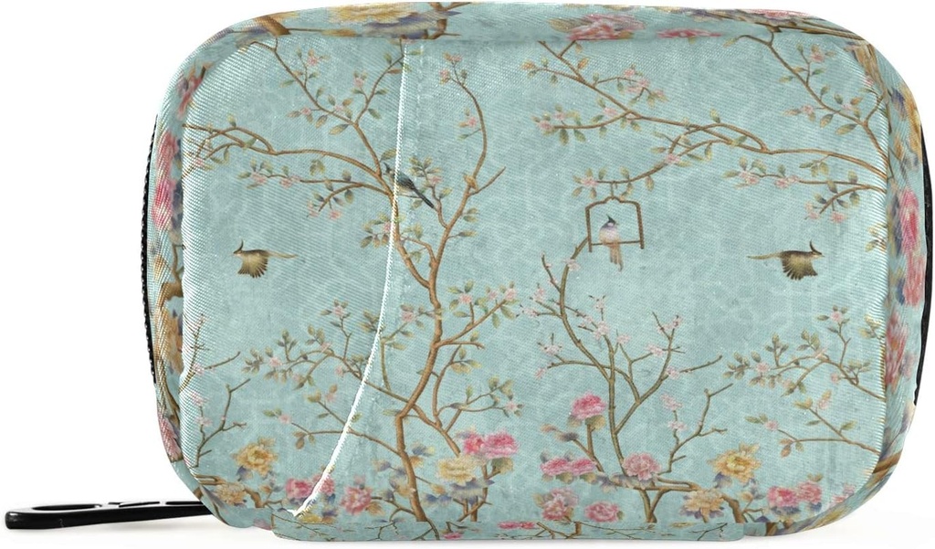 Pill Case Flower Birds Pill Box 7 Day Pill Case Bag Travel Pill Korraldaja kott koos Zipper Portable Weekly Case Compact Suurus Vitamiini täienduse hoidja
