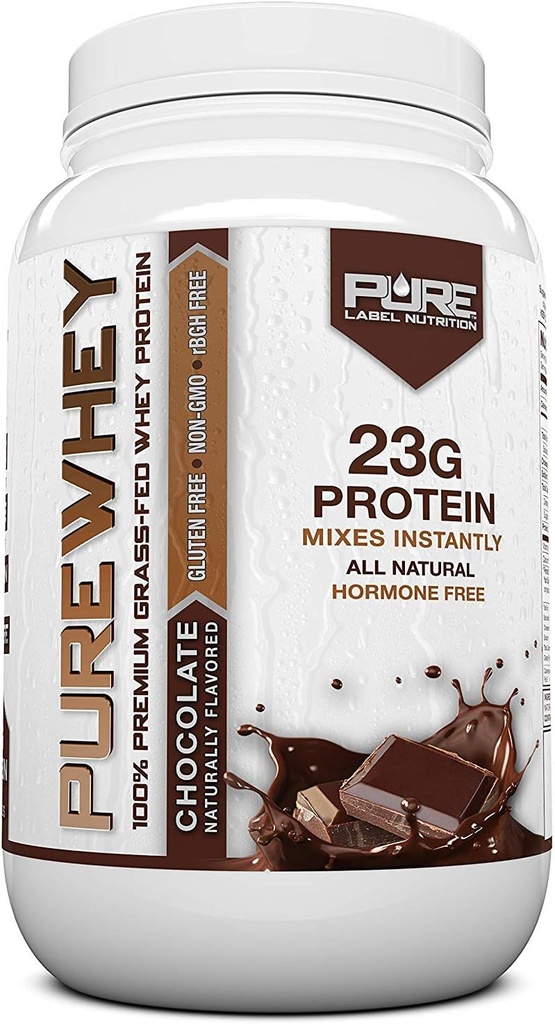 Puhas Label Toitumine 100% Grass-Fed, Chocolate Whey Concentrate Protein Powder (24g) koos oluliste aminohapetega, enne ja pärast treeningu taastamist ja lihaste ehitamist, madala rasvasisaldusega ja madala süsivesikuid - 2lbs