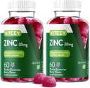Viteey Zinc Gummies meestele ja naistele - Tsink Toidulisandid 30mg - Immuunsüsteemi Boost & Naha Tervis - Vegan, Gluteenivaba - 120 Count