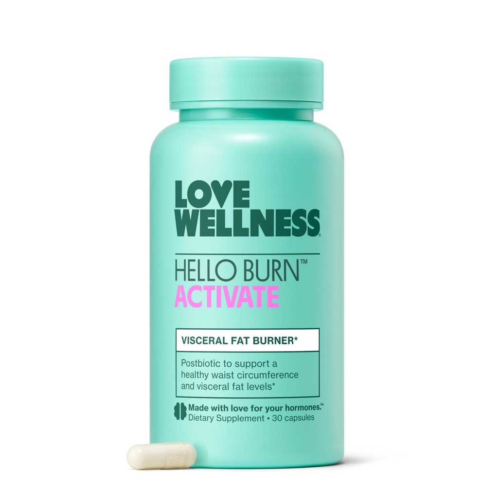 Love Wellness Hello Burn Activate | Vistseraalse rasvapõletuse toetamine HT BPL1 postbiootikumiga | Toetab tervet vööümbermõõtu, pikaealisust ja ainevahetust | 30 Count