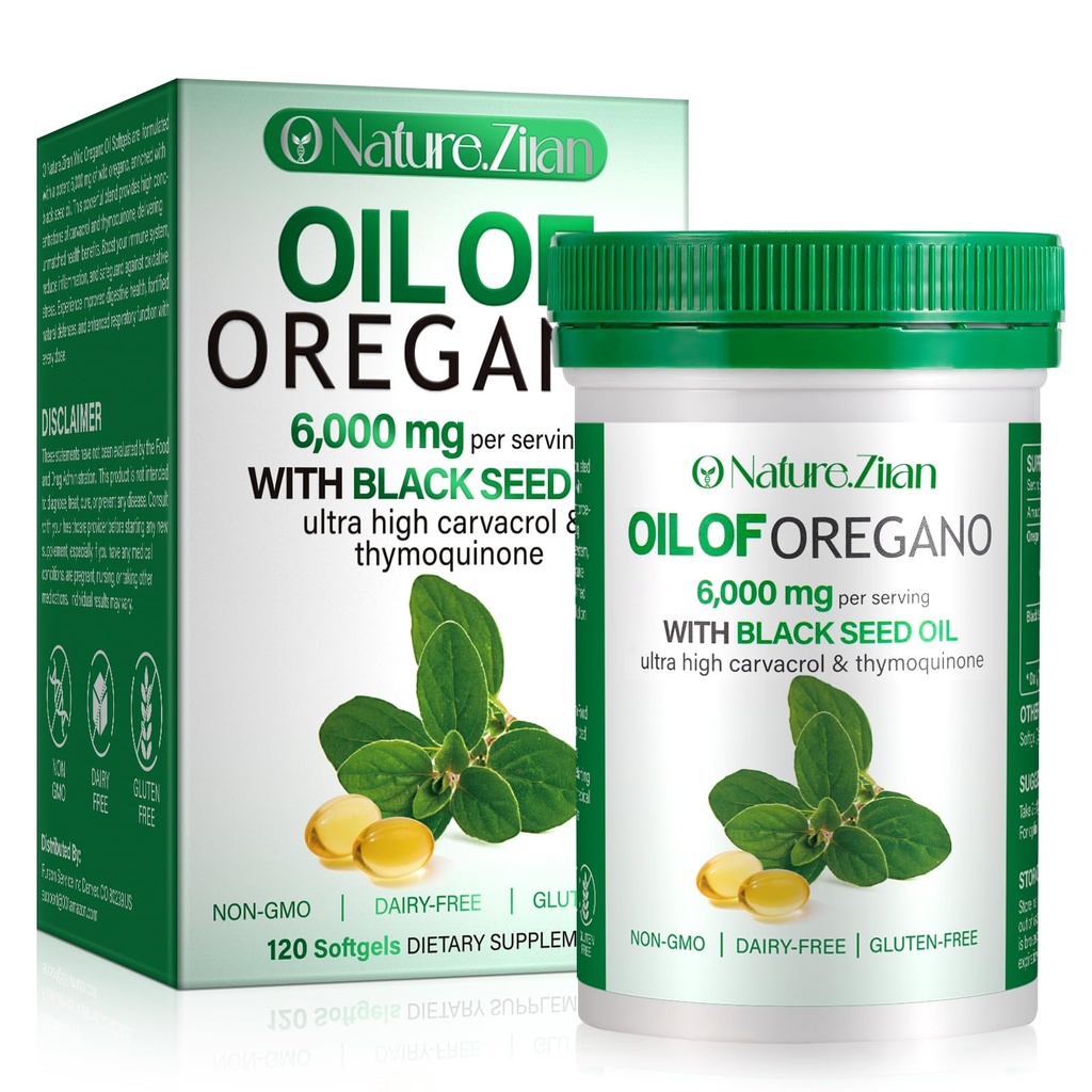 Oregano Softgeli õli - Oregano orgaaniline õli musta seemnega - 2 in 1, 120 krahv