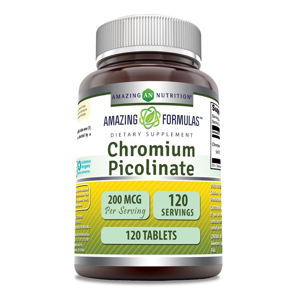 Hämmastav valemid Kroom Pikolinaadi Lisand | 200 Mcg Serving | Tabletid | Mitte-GMO | Gluteenivaba | Valmistatud USAs (120 Count)