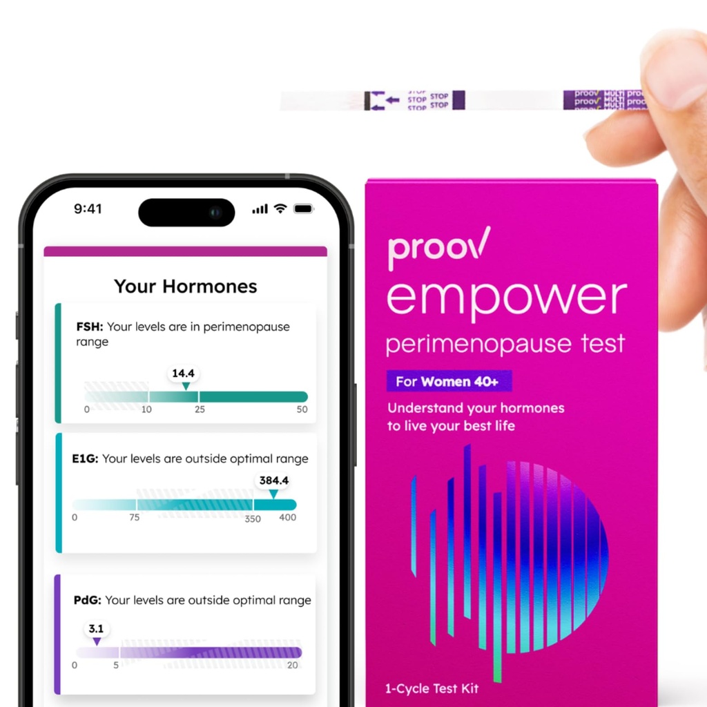 Proov - Empower Hormoon Tracker kodus - naistele 30-40 + - mõista oma hormoonide tasakaalu ja perimenopausi etappi - mõõdab FSH, LH, östrogeeni ja progesterooni - 1 tsükli testikomplekt