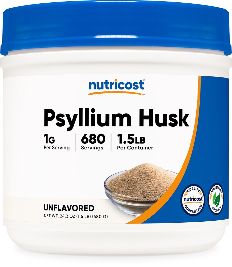 Nutricost Psyllium Husk Pulber (1,5 Nael) - GMO-vaba, Gluteenivaba