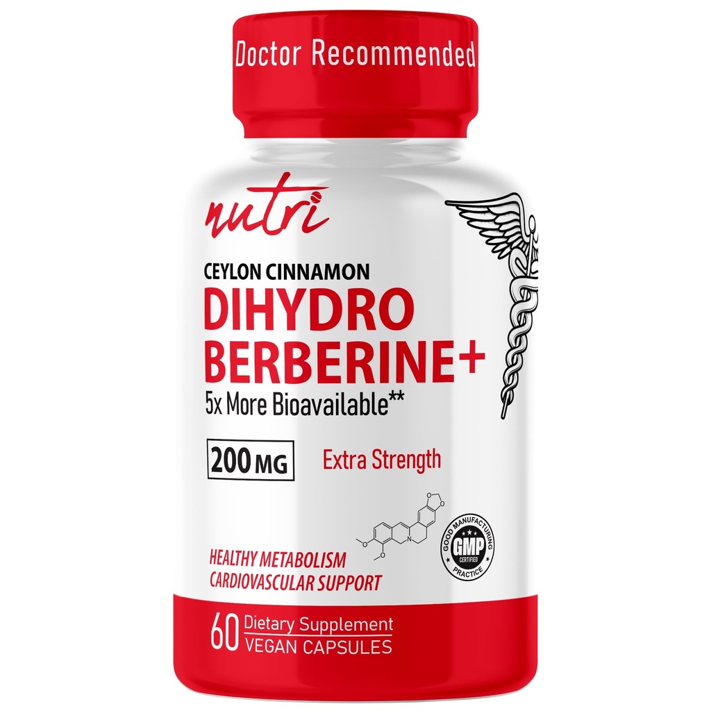 Looduse Fusions Dihüdroberine Supplement 200mg 60 Kapslid - Ceylon Cinnamon, 5X tõhusam kui tavaline Berberine HCL - Nutri Supplements