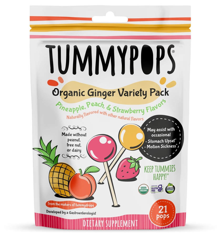 USDA Organic Tummypops Ginger Variety Pack (Pineapple, Virsik, & Maasikas)