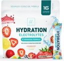 Elektrolüütide hüdratatsioonipaketid - Keto taaskasutamise pulber kaaliumi, magneesiumi, naatriumi, tsingi ja C-vitamiini, suhkruvaba, hüdratatsiooni elektrolüütide vedela joogi segud, vegan, maasikasidrun (16 Pack)
