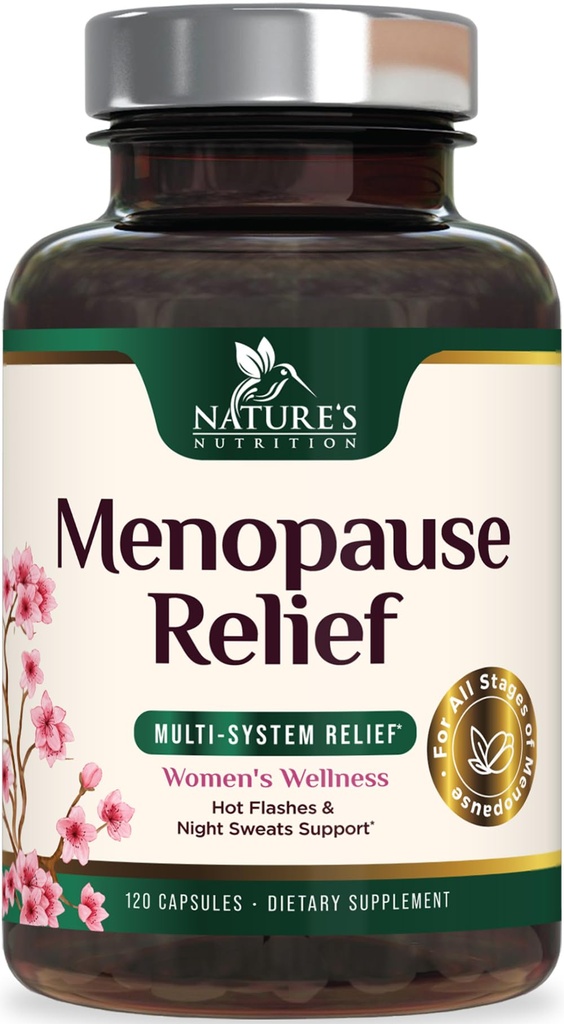 Menopausi täiendused naistele - menopausi leevendamise toetus probiootikumid musta Cohoshiga, looduslikud tugilisandid kergetele kuumadele vilgutustele ja öistele higistele & PH tasakaalutoetus täiendus - 120 kapslit