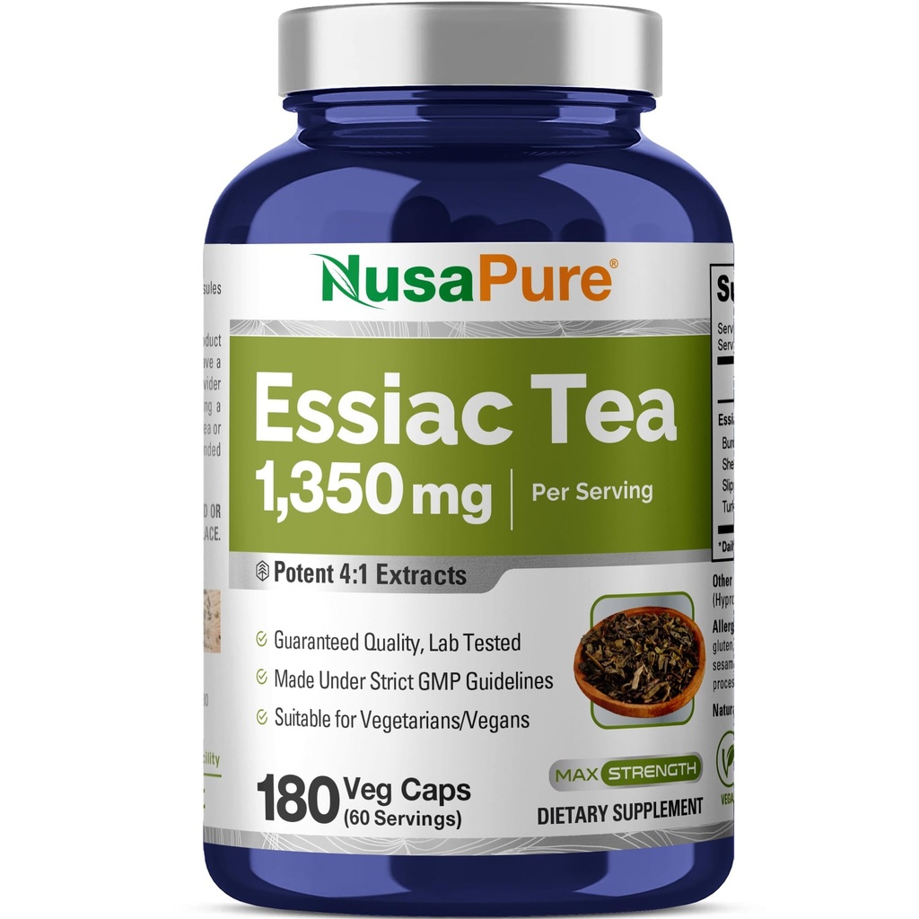 NusaPure Essiac Tea 1350 mg 180 Veggie Caps (Taimetoitlased, Mitte-GMO)