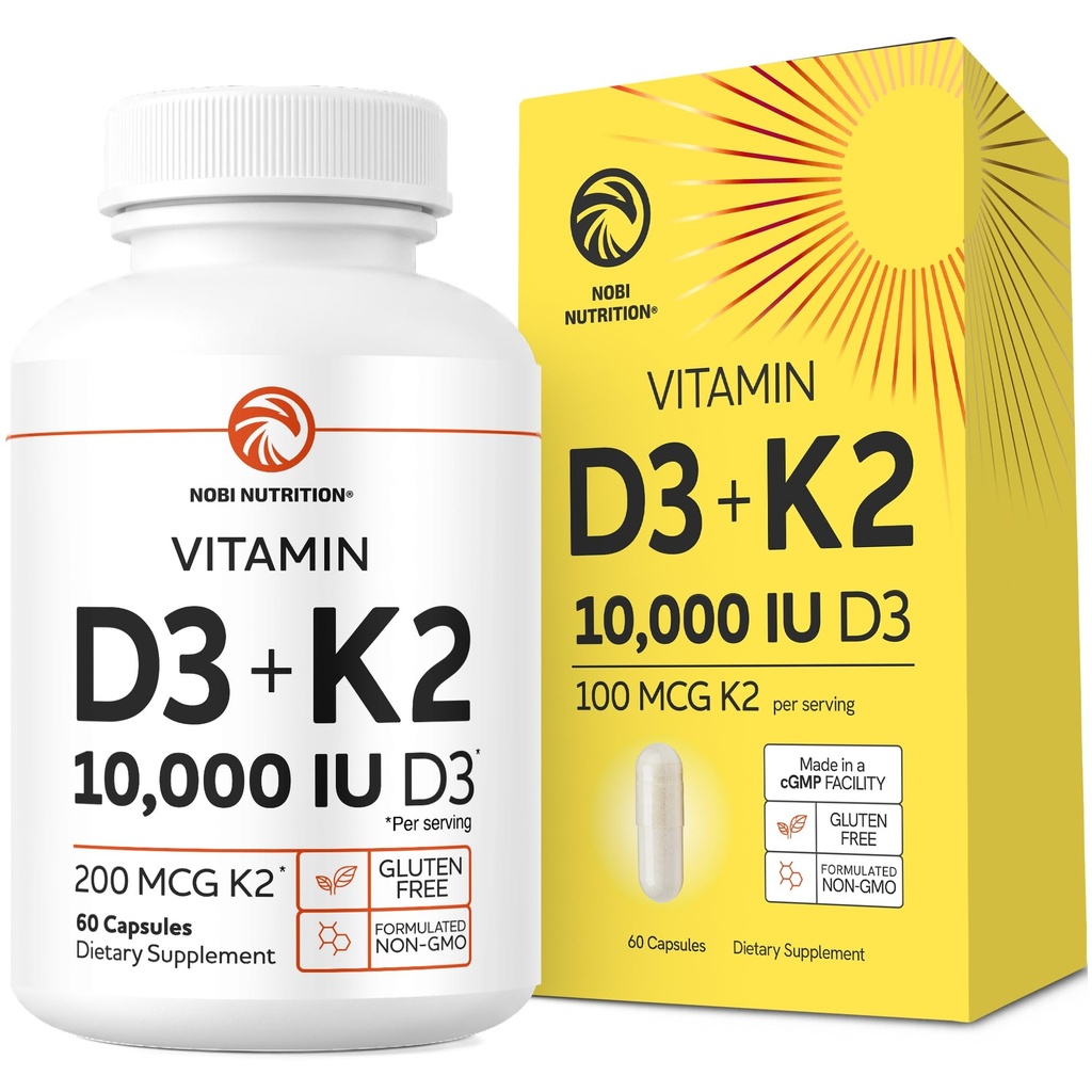 Vitamiin D3 K2 5000 RÜ immuunsüsteemile, Tugevad Luud Ja Hammaste Tugi | Vit D3 125mcg, Vit K2 MK7 100mcg, Kaltsium 210mg & BioPerine | 3. osapool Testitud, Mitte-GMO | 60 kapslit (2 kuu tarnimine)