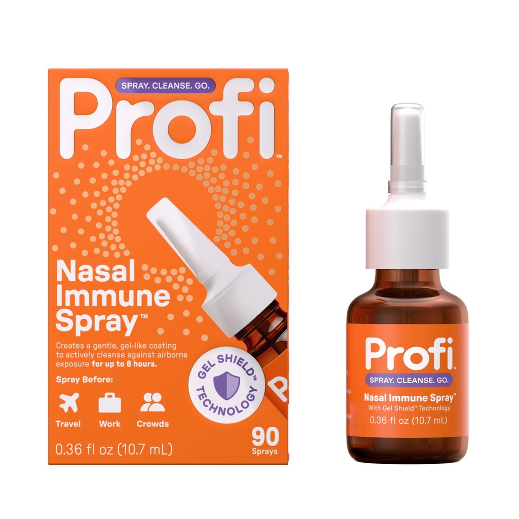 Profi™ Nasal Immune Spray – Cleansing Gel Layer for Airborne Exposure, Up to 8 Hours, Drug-Free Nasal Spray for Everyday Use, Travel, Work & Crowded Spaces (90 Sprays)