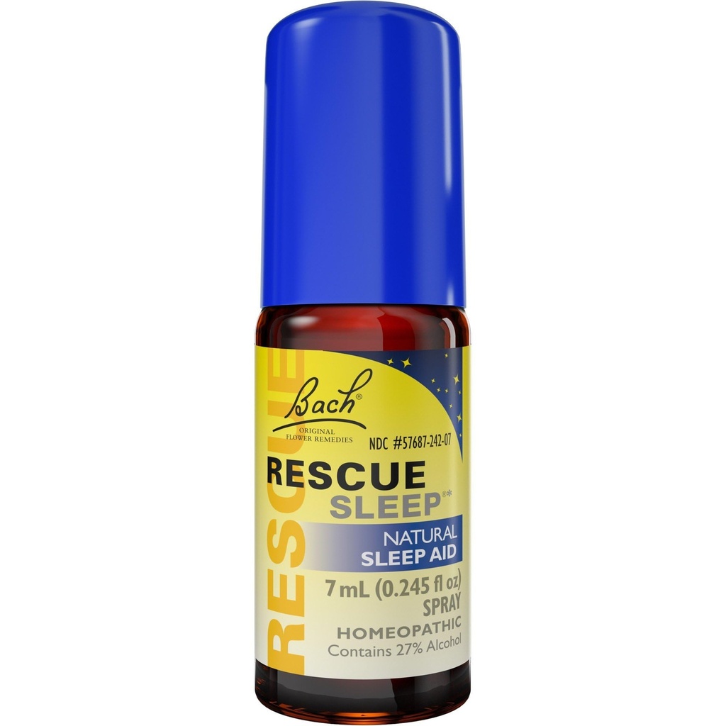 Bach RESCUE SLEEP Spray 7 ml, Natural Sleep & Stress Relief Aid, Homöopaatiline Lille Essents, Vegan, Vaba melatoniini, Suhkru ja Gluteeni, Mittenarkootiline, Mitte-Habit Formeerimine
