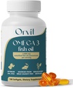 ORVIT Omega 3 Fish Oil Softgel 2000 mg - Ultimate EPA DHA Supplement meestele ja naistele - Burpless - No Fishy Maste - Maitsestamata 180 Softgels - Organic, Non GMO - Valmistatud USA-s