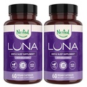 Nested Naturals Luna Uneabi - Loodusliku päritoluga koostisosadega täiskasvanutele mõeldud looduslikud unepillid - Valerian Juur, Melatoniin, Kummel, Sidrun Balm ja Rohkem - 120 Vegan Kapslit