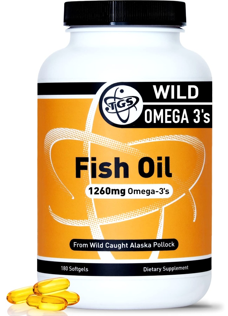 TGS Triple Strength Omega 3 Fish Oil Supplement - 1260mg EPA DHA meestele ja naistele - Burpless, Pure Omega 3 rasvhappeid Wild Alaska Pollock triglütseriidide kujul - 180 kapslit, 90 Servings
