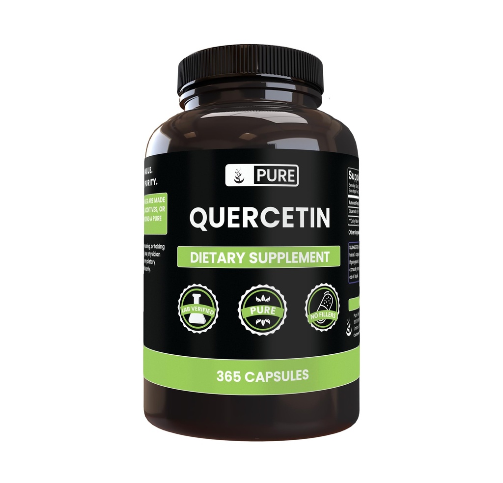 Puhas originaalkoostisosa Quercetin (365 kapslit) Alati puhas, ei lisaaineid ega täiteaineid, Lab Kinnitatud