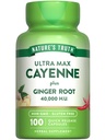 Nature's Truth Cayenne piparkapslid | 40 000 HU | 100 krahv | ingveri juurega | Mitte-GMO & Gluteenivaba toidulisand
