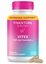 Pink Stork Organic Vitex – 1000 mg Chaste Tree Berry – Perimenopausi ja hormonaalse harmoonia taimepõhine tugi – aitab säilitada tsükli korrapärasust ja tervislikku progesterooni tasakaalu – 60 vegankapslit