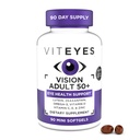 Viteyes Vision vanuses 50 Plus silma tervisele, nägemise toetamine, vananevad silmad, luteiin, Zeaksantiin, Omega-3, tsink, C-vitamiin, D-vitamiinid, E-vitamiinid, silmaarsti usaldatud, toodetud USAs, 90 Ct