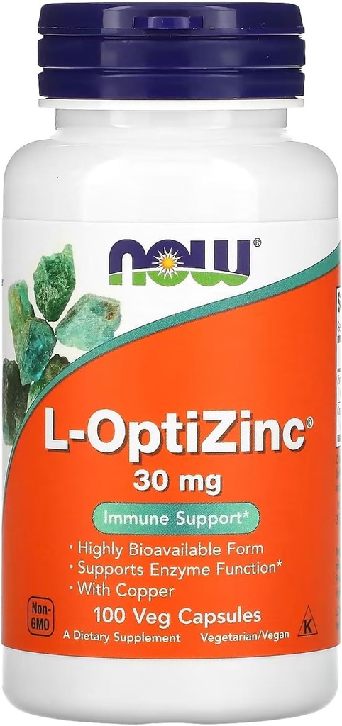 Nüüd toidud: L-Optizinc Immune Support 30 mg, 100 kapslit (2 pakendit)