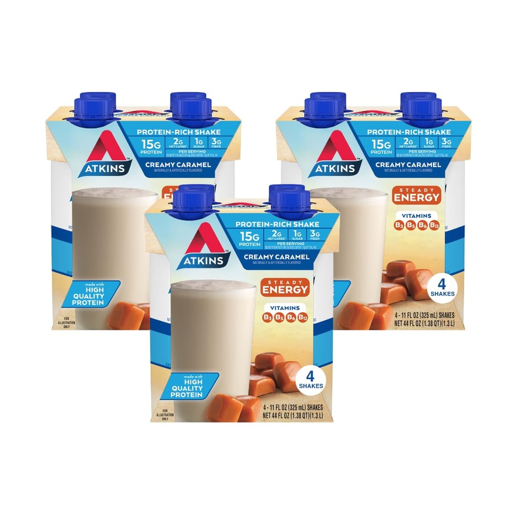 Atkins Atkins Energy Shake Creamy Caramel, 4 Count (Pack of 3)