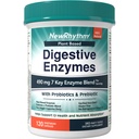 NewRhythm Digestive Enzymes 490 mg, koos probiootikumide ja prebiootikumidega, taimepõhine, 7 võtmeensüümi, seedimine, toitainete imendumine, proteaas Amylase & Lipase, 120 vegankapslit