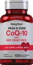 Torukivi CoQ10 120mg | 100 kapslit | punase pärmi riisi ja alfalipohappega | Mega Q-Sorb koensüüm Q10 | Mitte-GMO, gluteenivaba toidulisand