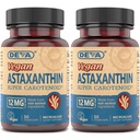DEVA Vegan Astaksantiin 12mg Kapslid 2-Pack – Vaba-Radical Scavenging Karotenoid Valmistatud Mikrovetikad, 30 Count Ea