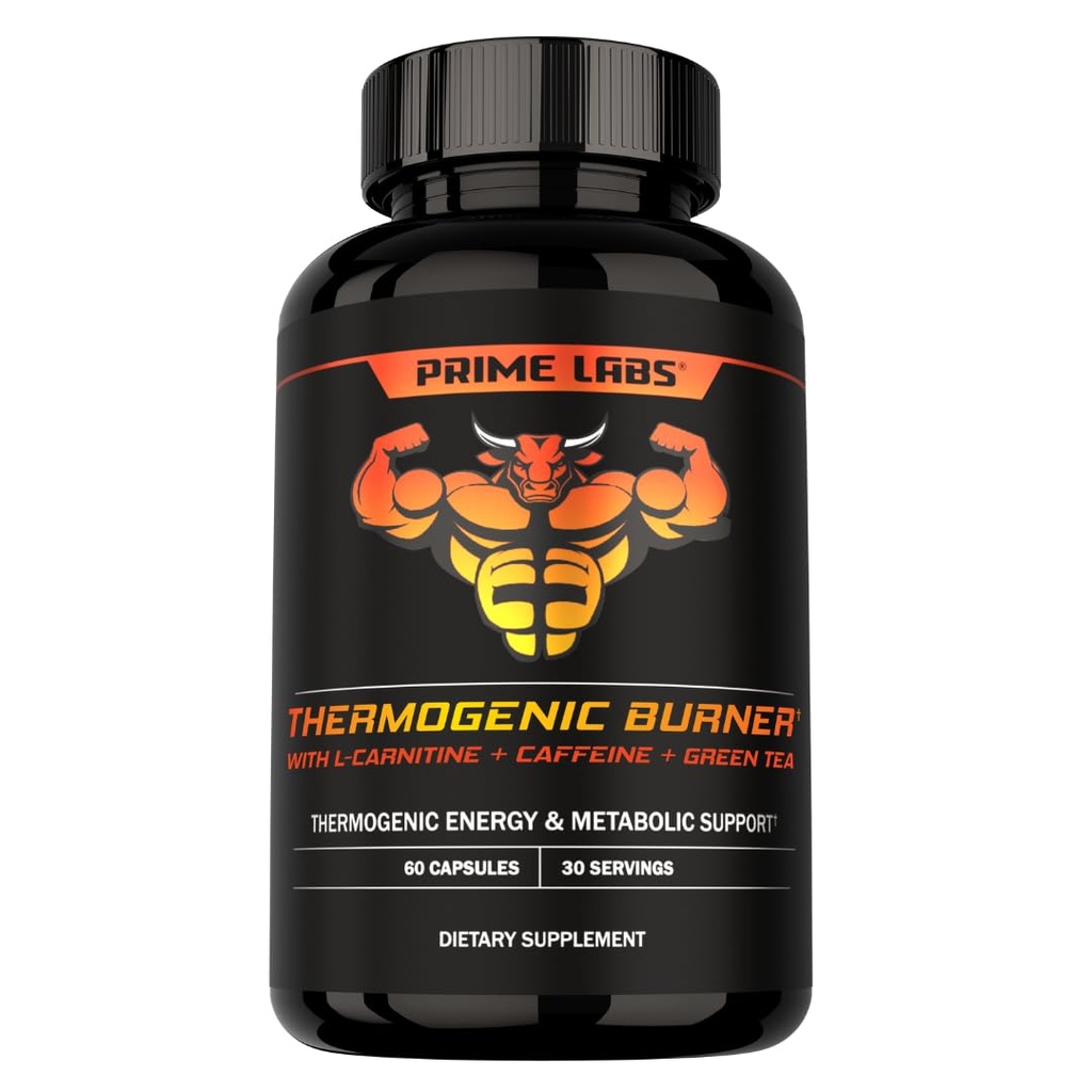 Prime Labs Thermogenic Fat Burner meestele - Kaalulangus täiendada - L-karnitiin, kofeiin ja roheline tee - Thermogenic Energy & Metabolic Support - Kolmanda osapoole testitud, valmistatud USA - 60 Count