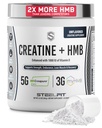 SteelFit Kreatiin HMB pulber - 5 g Kreaturiini monohüdraat pulber, 3 g myHMB ja 1000 IU D-vitamiin - treeningu täiendus toetab lihaste kasvu, tugevust, taastumist ja energiat - maitsestamata, 30 serveerimist