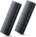 Suur Pill Organizer 2 Pack, Lihtne avatud iganädalane Pill Korraldaja, XL Daily Pill Korraldajad, 7 päeva Meditsiin Pill Korraldajad, Medicine Box 7 päeva suurte vitamiinilisandite (topeltmust)