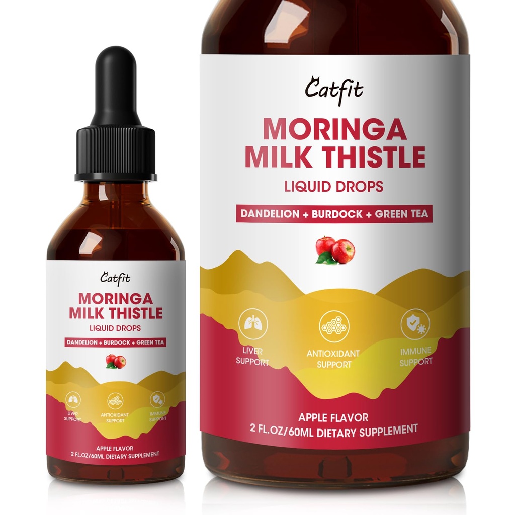 Piimaohakas Maksa Detox langeb Apple Maitse - Maks puhastab Detox & Remont Moringa, Dandelion, Burdock & Green Tea - Taimne Vedelik Täiendus Maksatoetus & Maks Tervis, Vegan, 2 Fl Oz