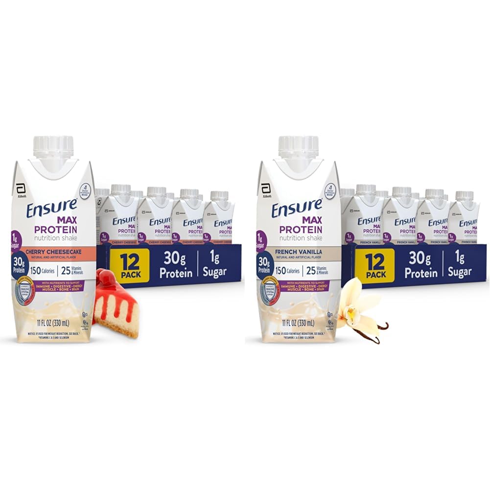 Tagage Max Protein Nutrition Shake 30 g valguga, 1 g suhkruga, kõrge valgusisaldusega raputada, kirsi juustukook ja prantsuse vanilje, 11 fl oz, pakend 12