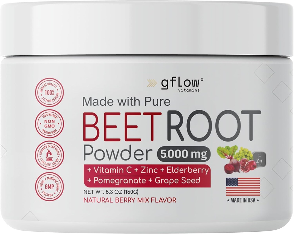 Suhkrupeedi juurepulber - Lämmastikoksiidi Boost ja südame tervis - Mitte-GMO Superfood Supplement - Natural Berry Mix Maitse, 30 Servings