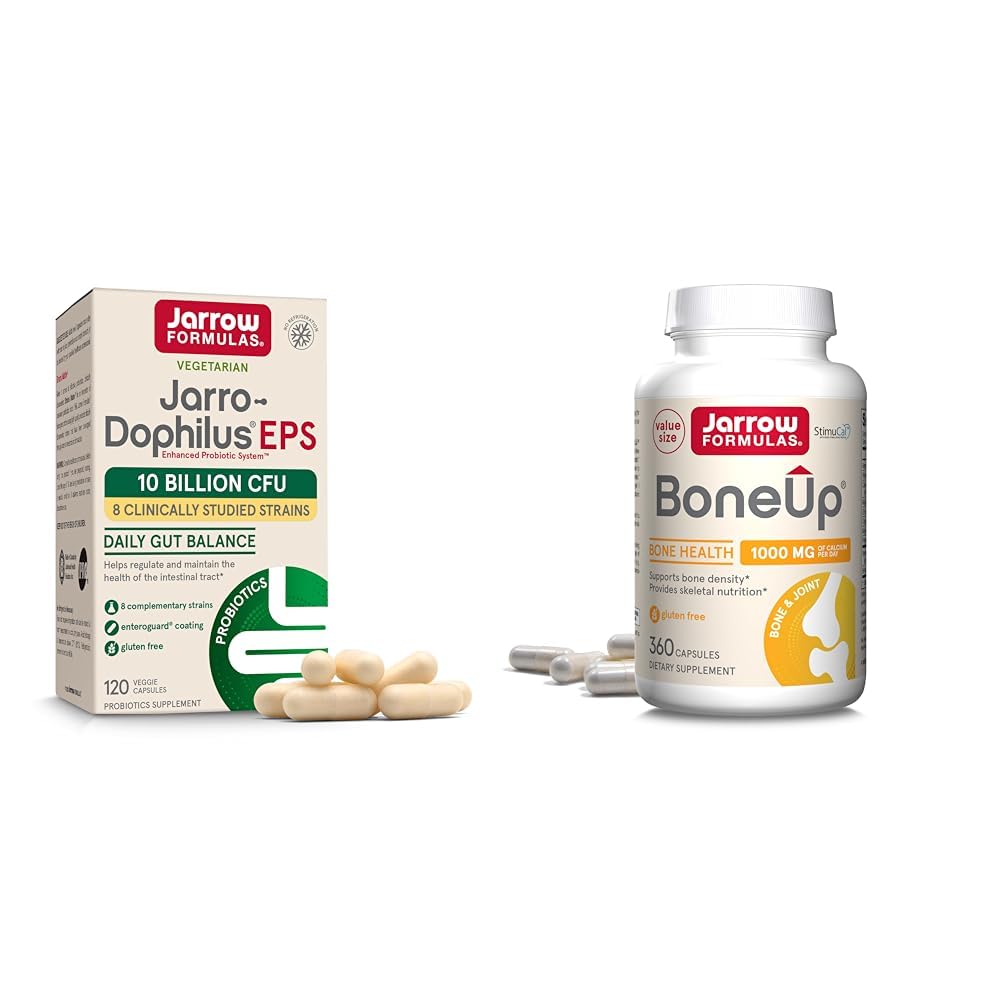 Kitsad valemid Probiootikumid ja luude tugilisa Bundle koos Jarro-Dophilus EPS 10 miljardit CFU ja BoneUp vitamiiniga D3, K2 & Kaltsium