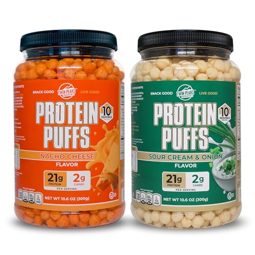 Twin Peaks Low Carb , Keto Sõbralik Protein Puffs Combo Pack , 1 Jug Hapukoore Maitse Puffs + 1 Jug Nacho Juustu Maitse Puffs