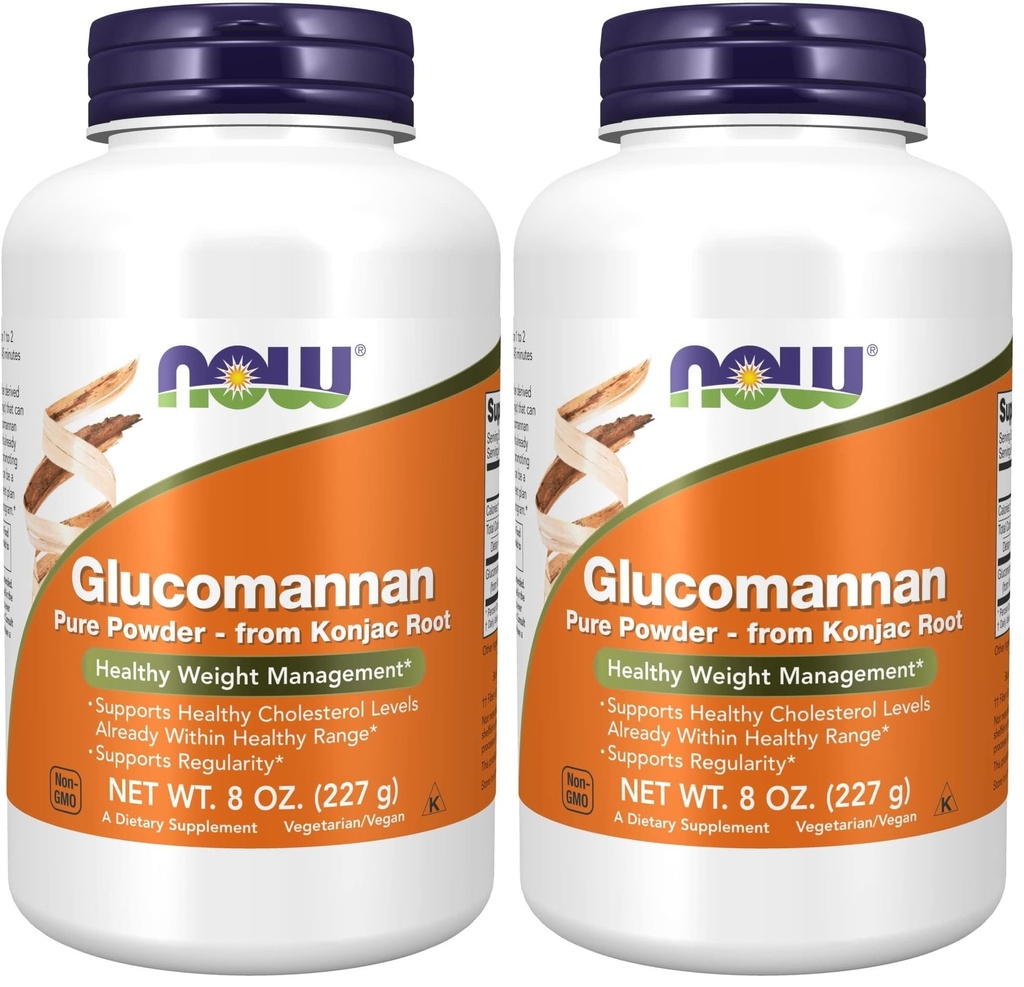 NOW Foods Supplements, Glucomannan (Amorphophallus konjac) Puhas pulber, Toetuste korrapärasus *, Tervislik kaalujuhtimine *,8 Ounce,(Pakk 2)
