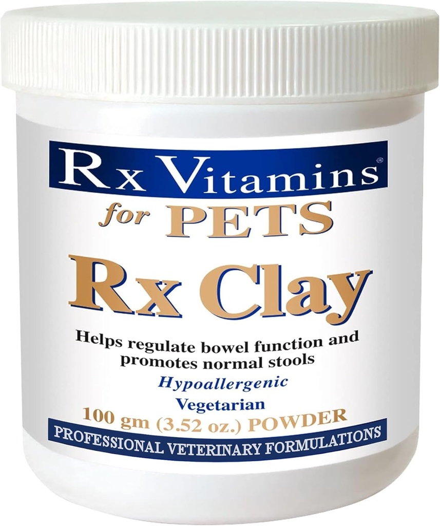 Rx Vitamiinid Rx Clay Pulber lemmikloomadele - Anti Gas & Anti Diarröa koertele ja kassidele - Lemmiklooma seedetrakti tervise ja väljaheite tugi - Kassi ja koera täiendus Elimination - 3.52 oz.