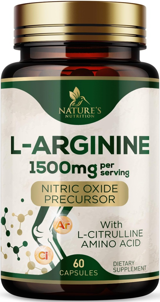 L-arginiin Extra Tugevus täiendus L-tsitrulliin - Lihased toetavad loodusliku lämmastikoksiidi prekursor Booster - Südame tervise tugi - Aminohappe energia segu meestele, USA pudel - 60 kapslit