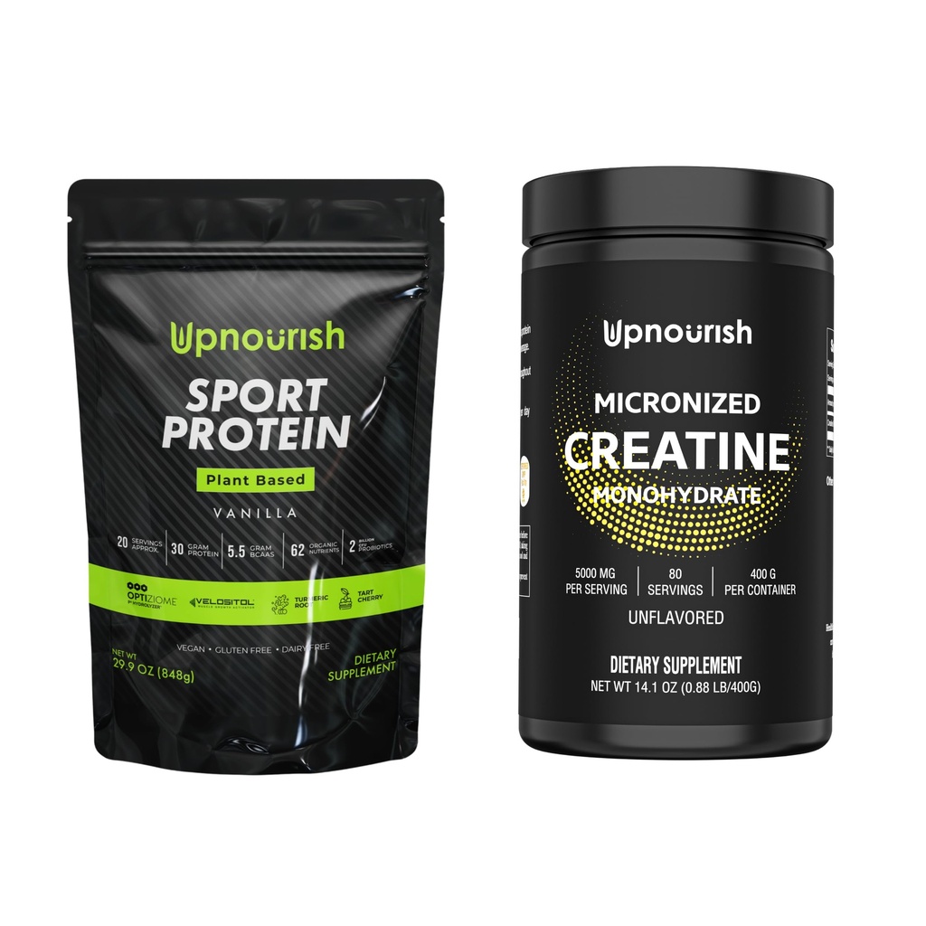 UpNourish Vegan Sport Valk Vanilla ja Mikroniseeritud Kreatiin