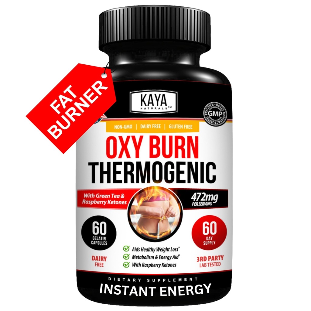 Kaya Naturals Ülim rasvapõletaja - Kaalulangus pillid Naised ja mehed - isu vähendav täiendus - Võimas termogeense dieedi pillid - Looduslik energia Boost Oxy Burn 60 Count