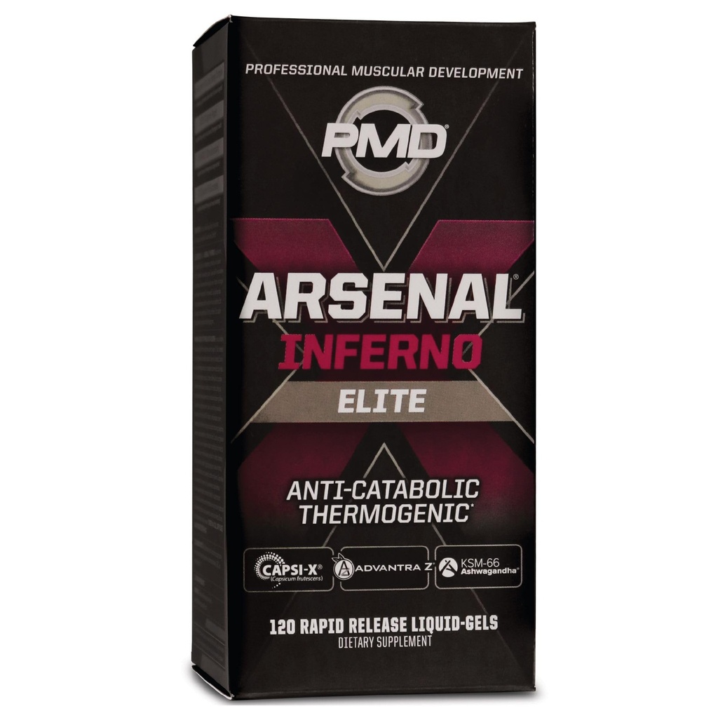 PMD Sports Arsenal X Inferno Superior Kiiretoimeline Vedelikgeel Thermogenic Dietary Supplement - Rasvapõletaja ja lihaste hooldus - Suurendada Metabolism ja energia Booster - 120 Vedel Gels