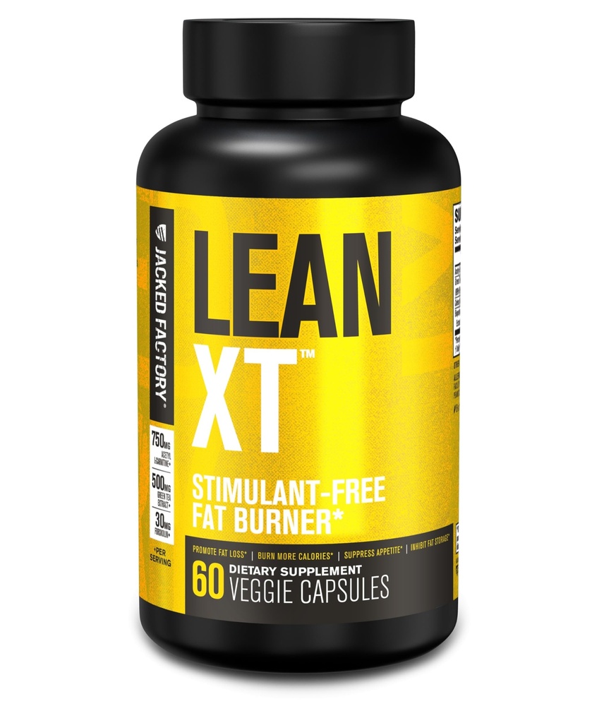 Jacked Factory Lean-XT Kofeiin Vaba Rasvapõletaja - Non Stim kaalulangus täiendada, isu vähendav ja ainevahetust Booster | Atsetüül L-karnitiin, roheline tee ekstrakt, Forskolin - 60 Natural Diet pillid