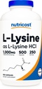Nutricost L-Lysine 1000mg per Serving, 250 Servings, 500 Kapslid - Gluteenivaba, Non-GMO, 500mg per Capsule